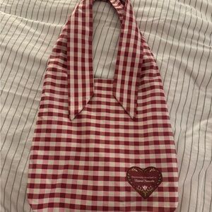 Barnes & Noble Red and White Plaid Tote